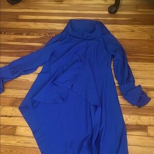 Elegant Blue Button-Up Blouse dress